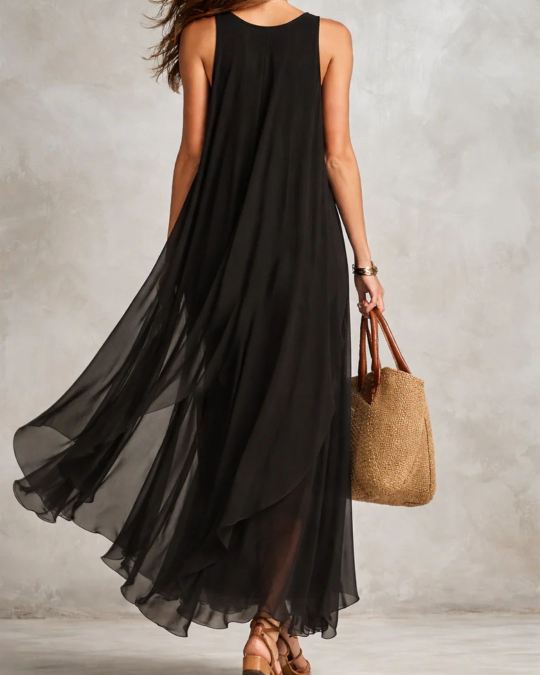 Boho Layered Chiffon Maxi Dress
