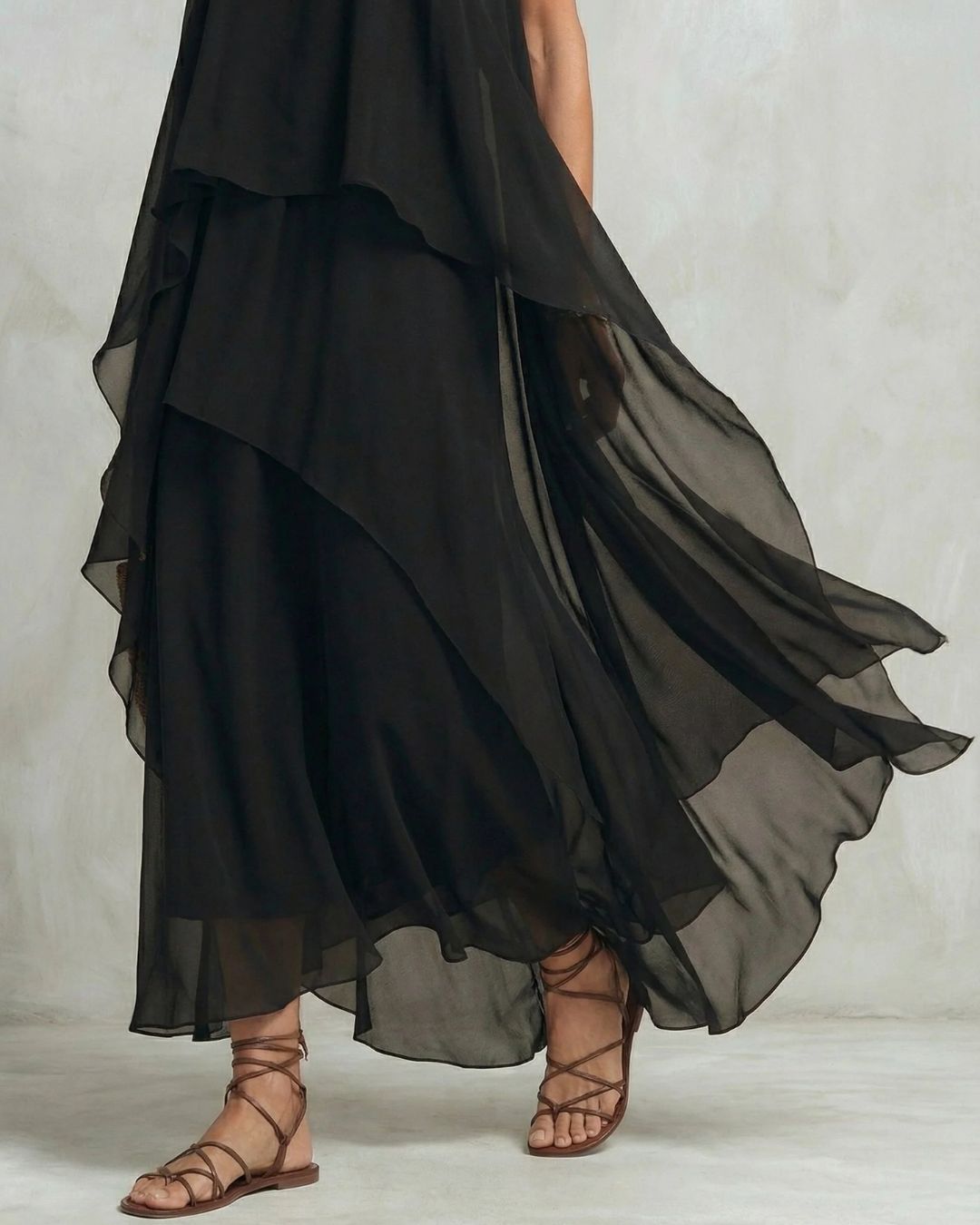 Boho Layered Chiffon Maxi Dress