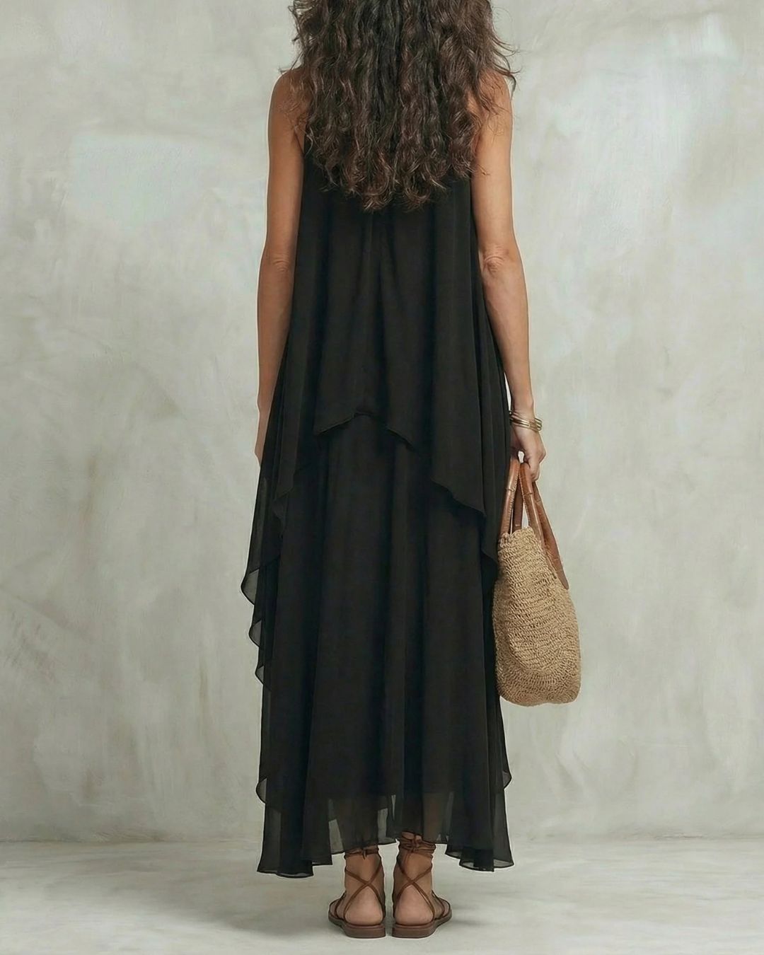 Boho Layered Chiffon Maxi Dress