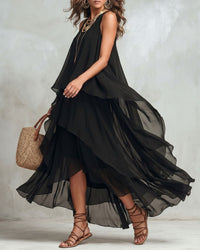 Boho Layered Chiffon Maxi Dress
